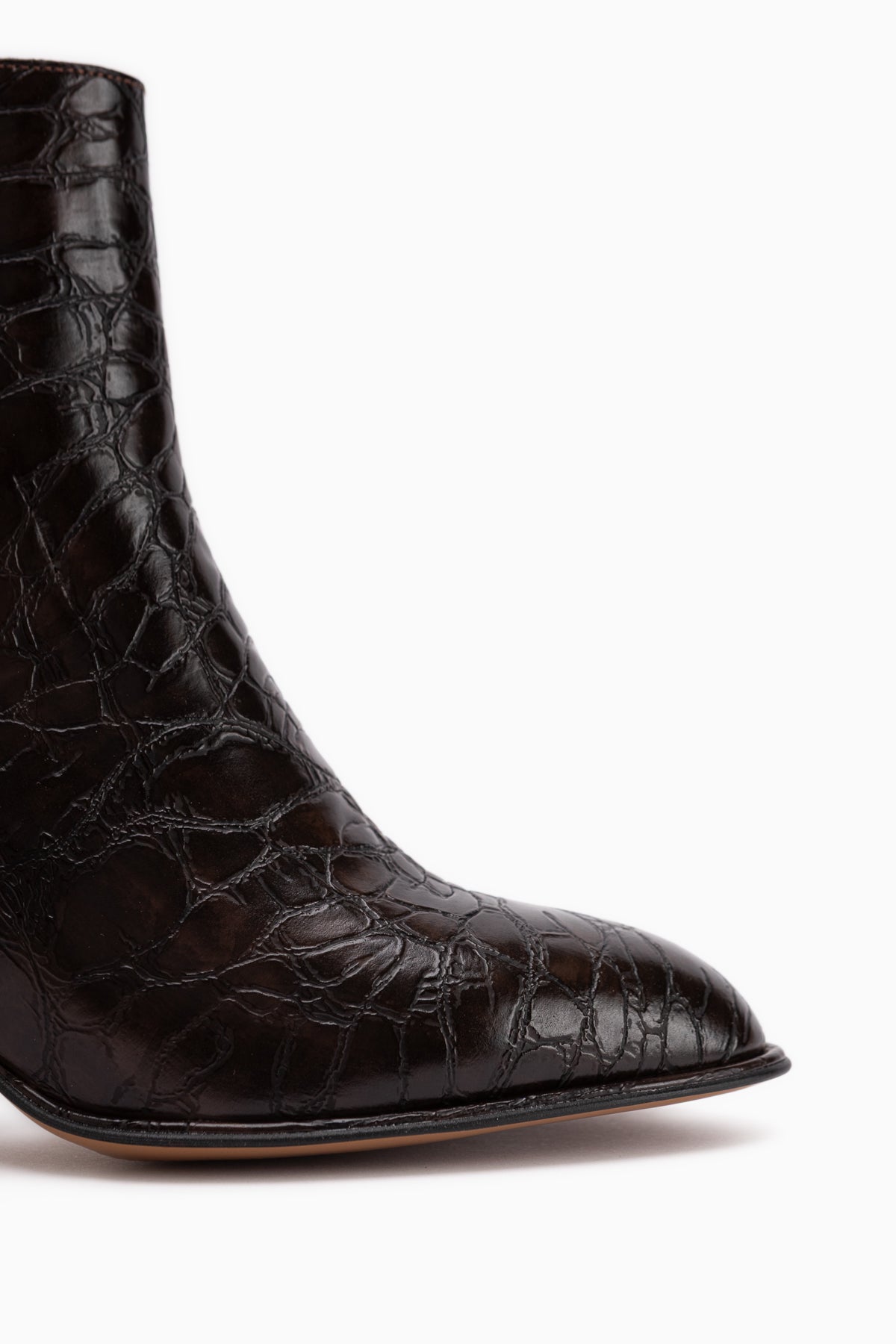 Marion Brown Crocodile Pattern Women’s Heeled Boots