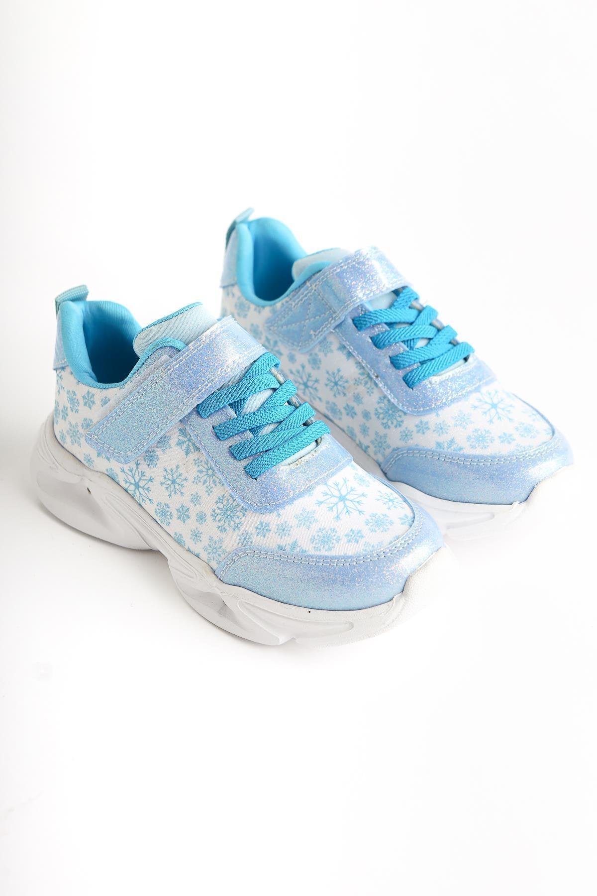 Janne Blue Snow Themed Light-Up Kids' Athletic Shoe