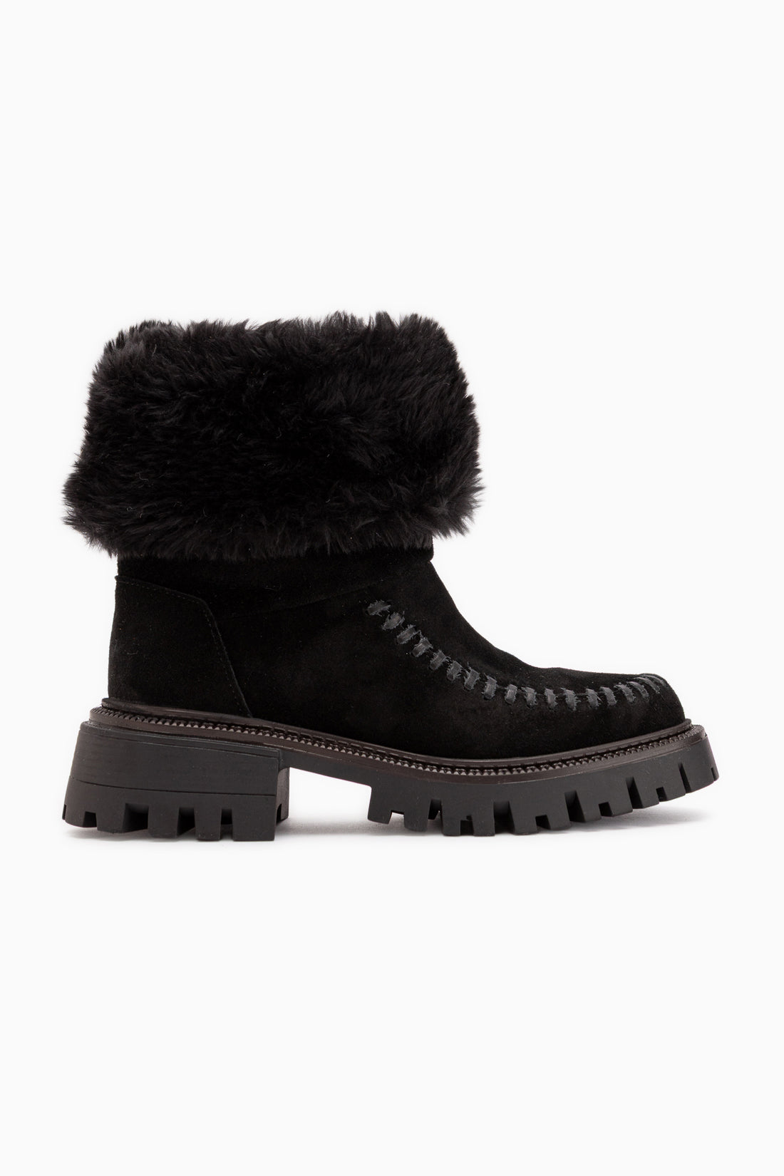 Avril Genuine Leather Black Suede Fur Women’s Long Boots