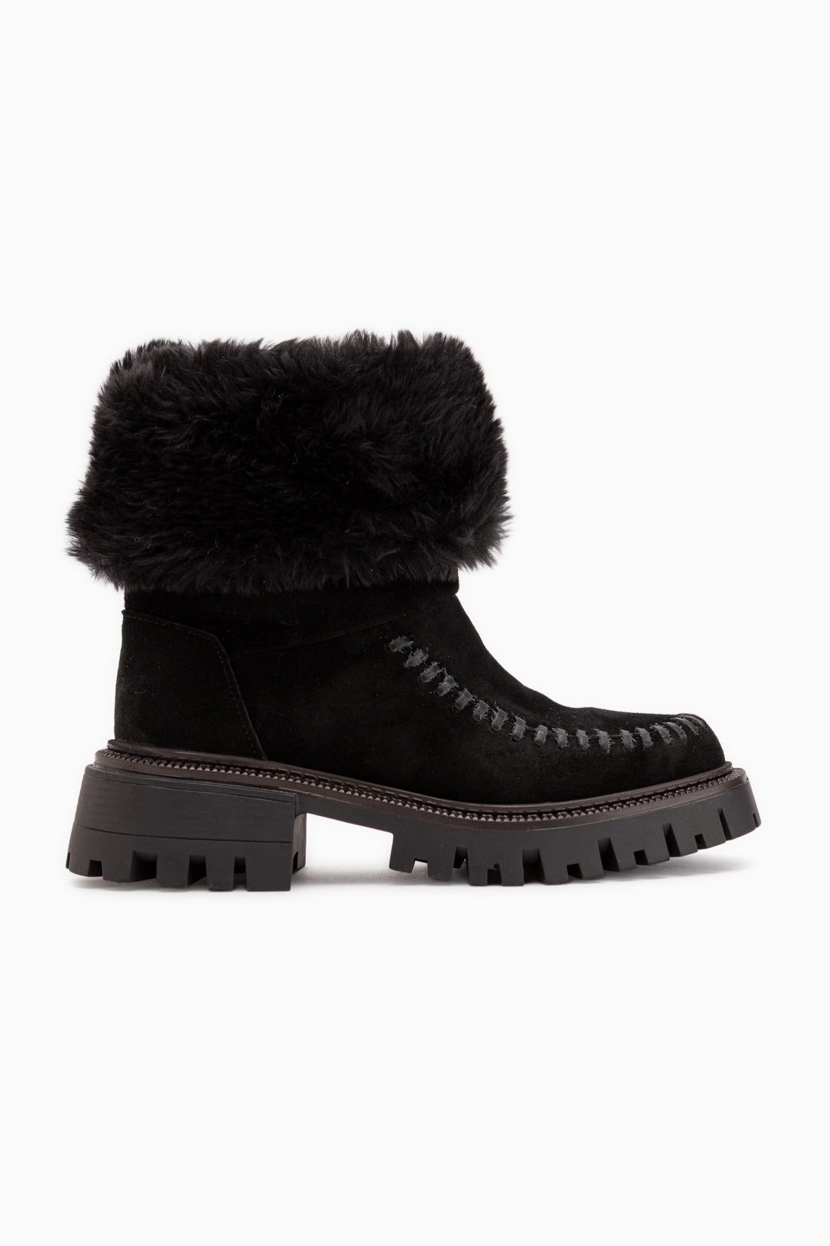 Avril Genuine Leather Black Suede Fur Women’s Long Boots