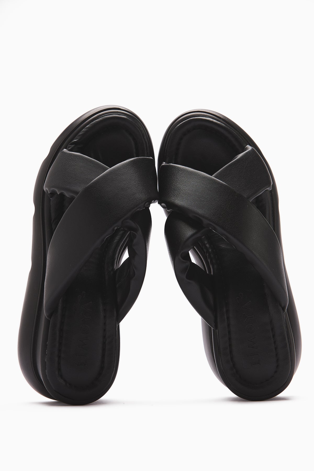 Vicki Black Cross-Strap Fluffy Women's Slipper