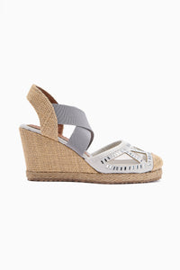 Meliza Gray Elasticated Espadrille Heeled Women's Sandals