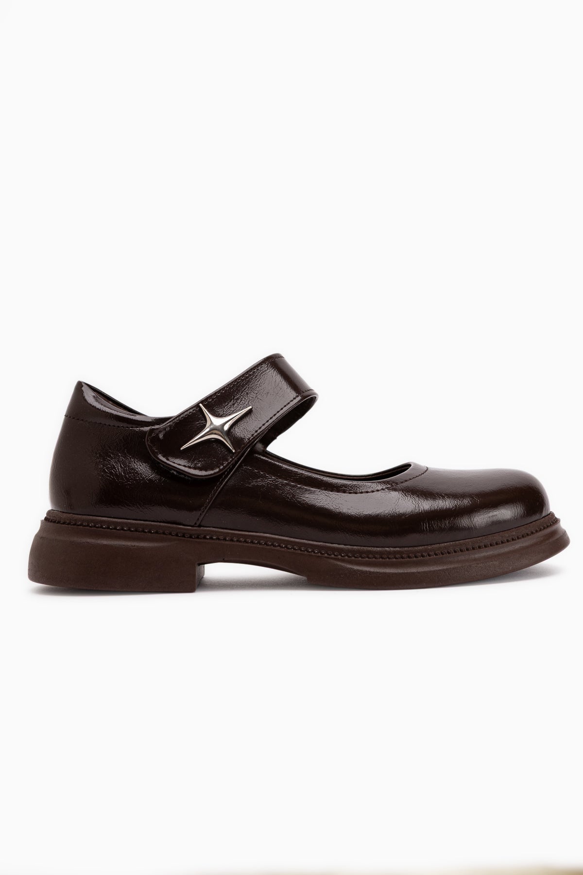 Rozalin Brown Strap Thick Sole Women’s Mary Jane Ballet Flats