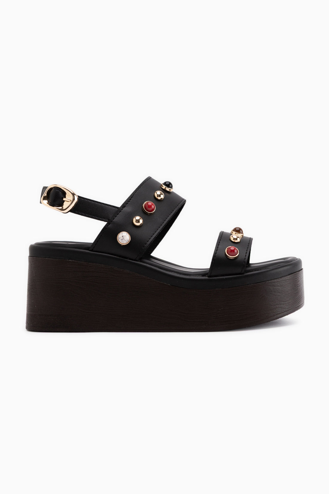 Mariah Black Beaded Detailed Women’s Wedge Sandal