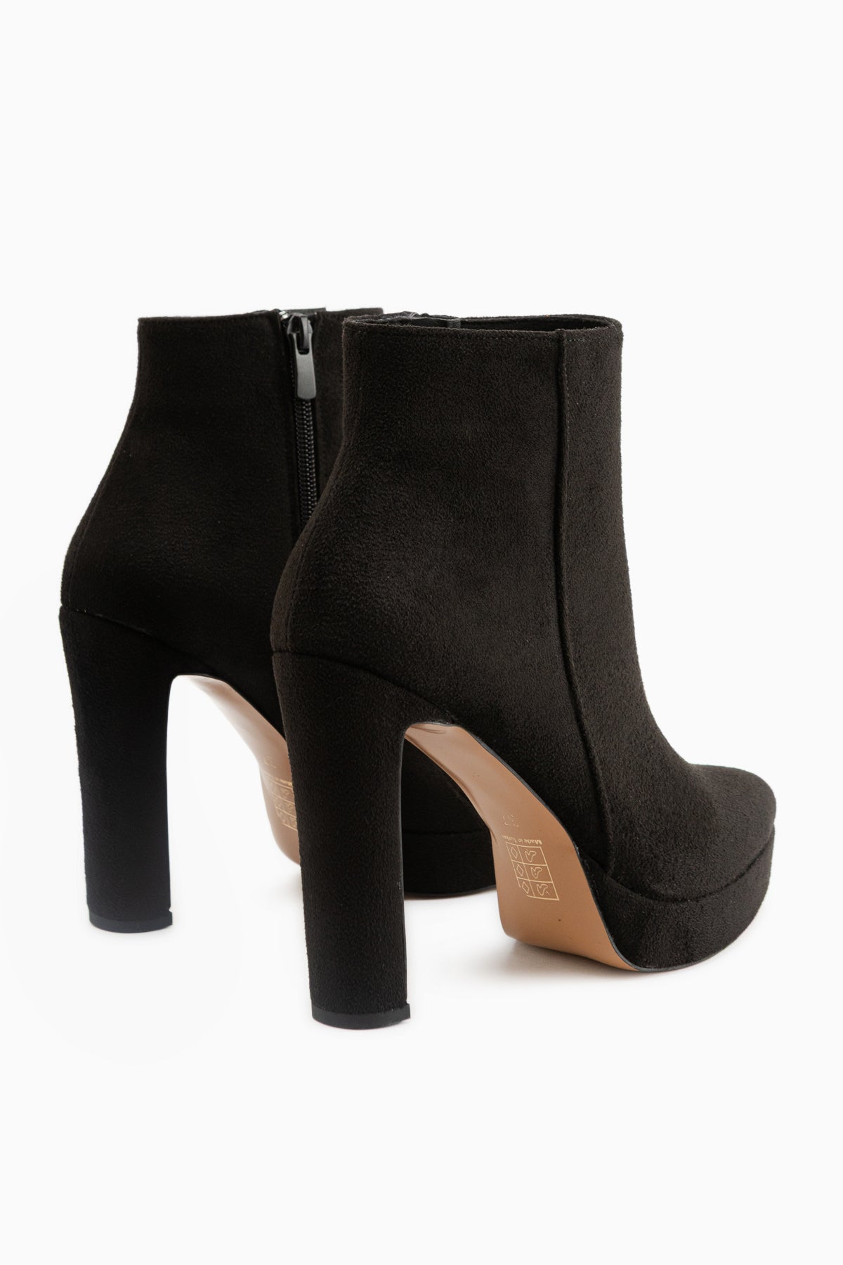 Abbie Black Suede Pointed Toe High Heeled Zipper Boots