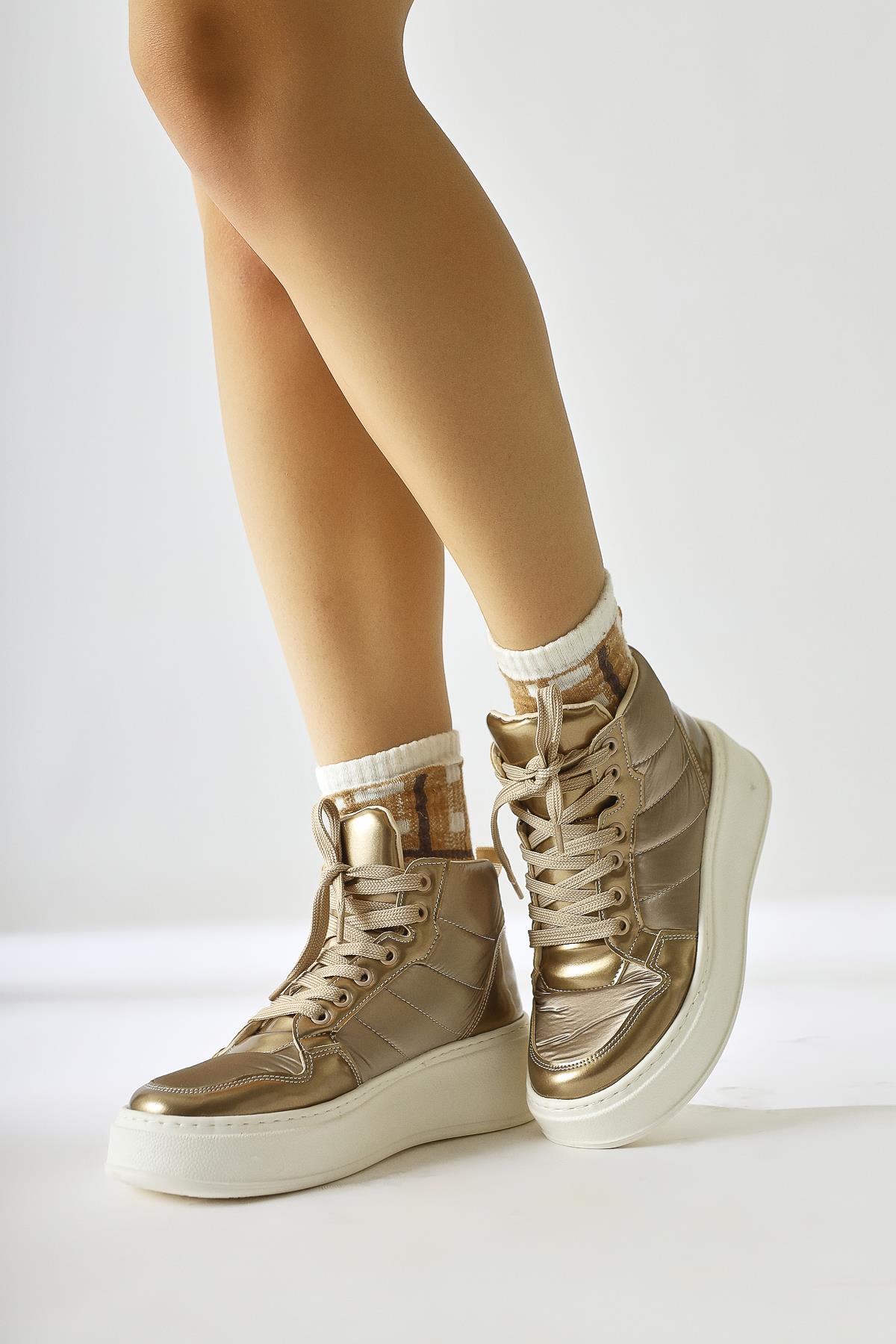 Raia – Gold Fluorescent Textile Lace-Up Sport Boot (Women)