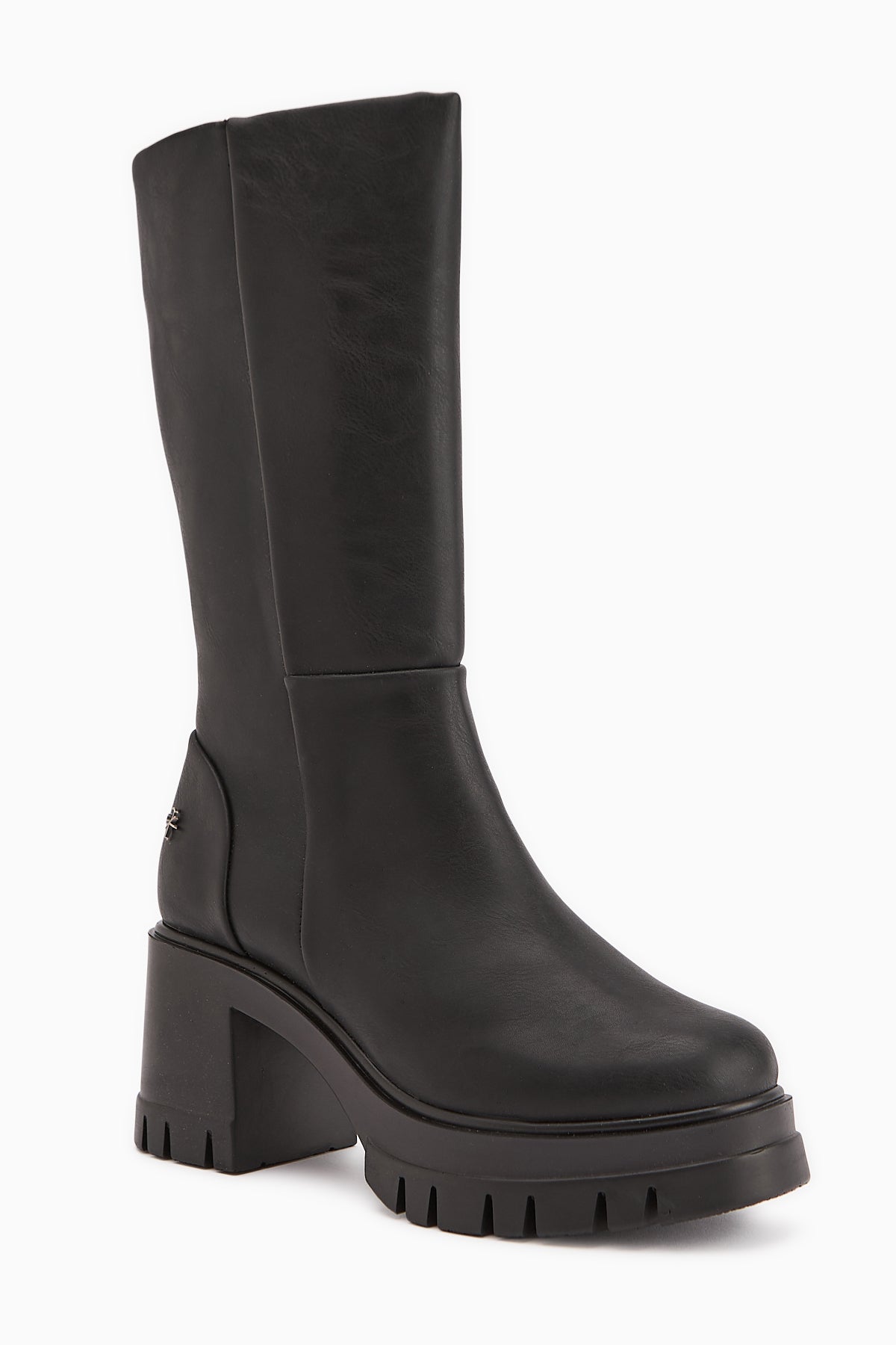 Chelsie Black High Heeled Platform Short Boots