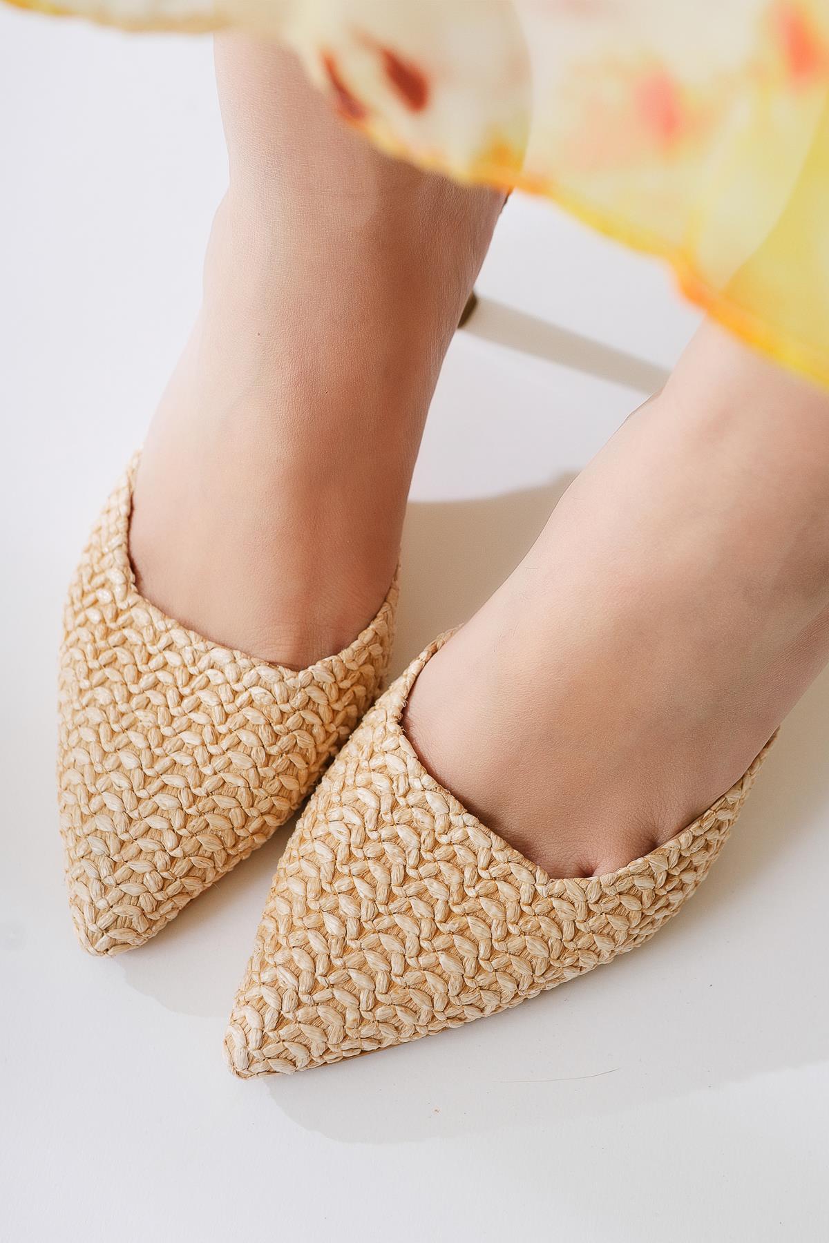 Maddy Nude Woven Detail Pointed-Toe Heeled Sandal