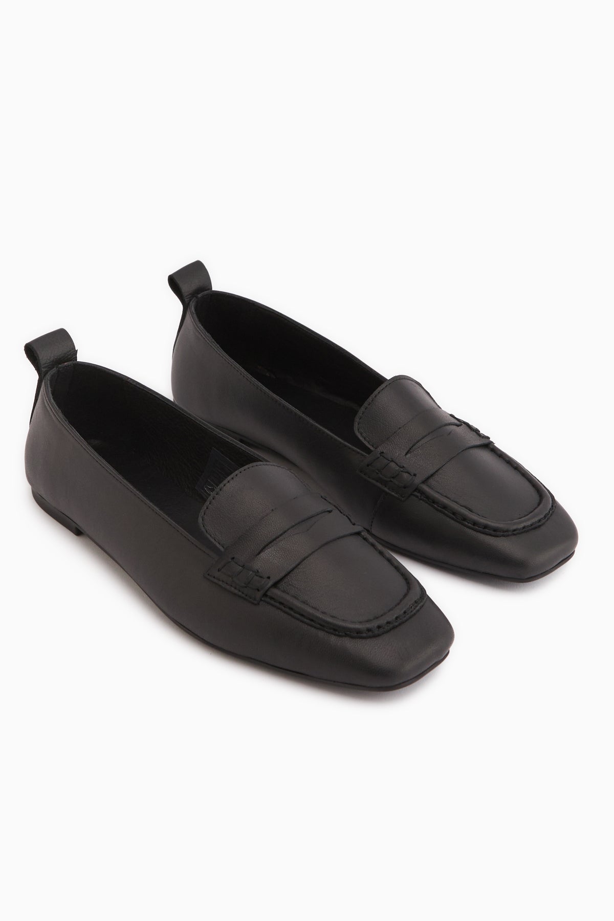 Genuine Leather Black Square-Toed Women’s Ballet Flats