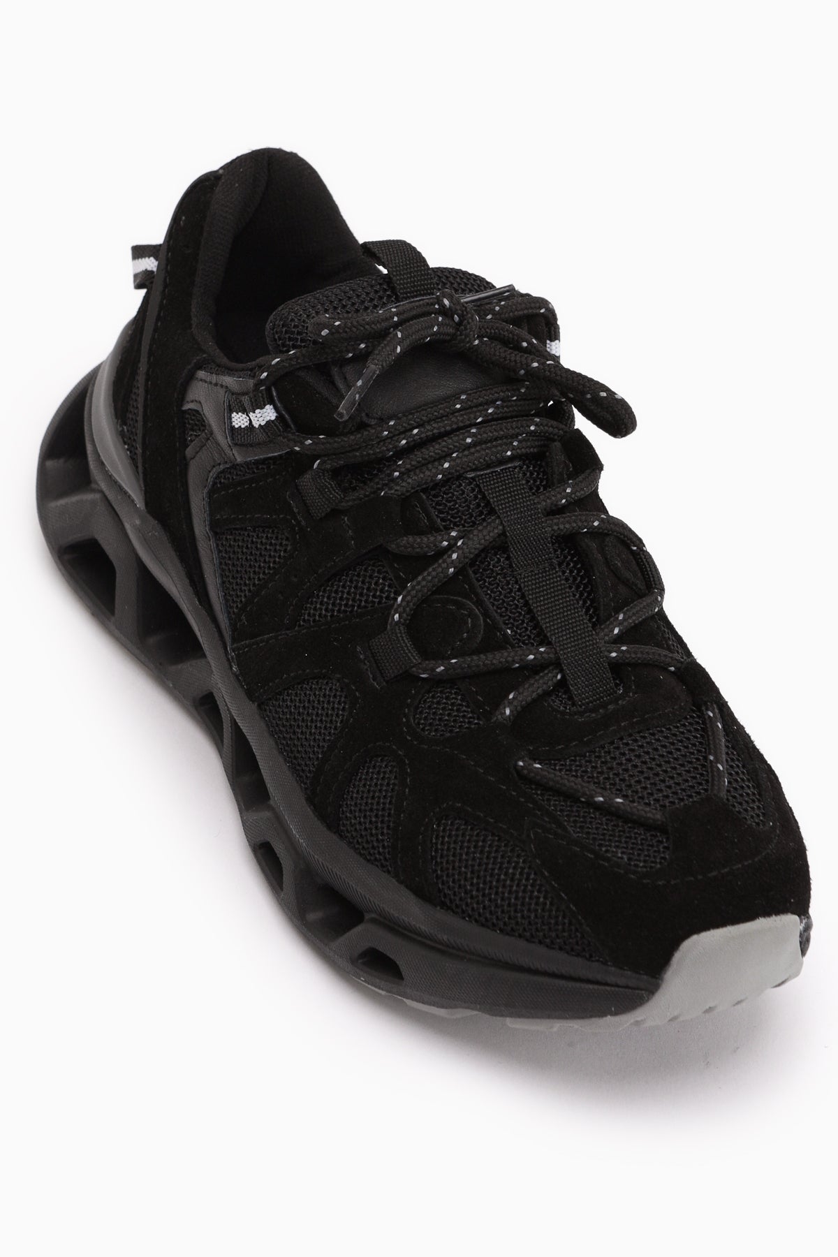Raisa Genuine Leather Black Suede Mesh Detailed Women’s Sneakers