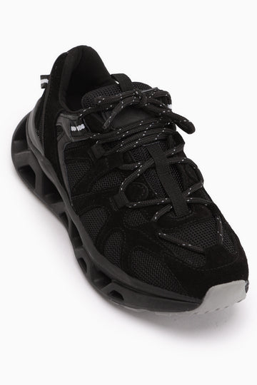 Raisa Genuine Leather Black Suede Mesh Detailed Women’s Sneakers