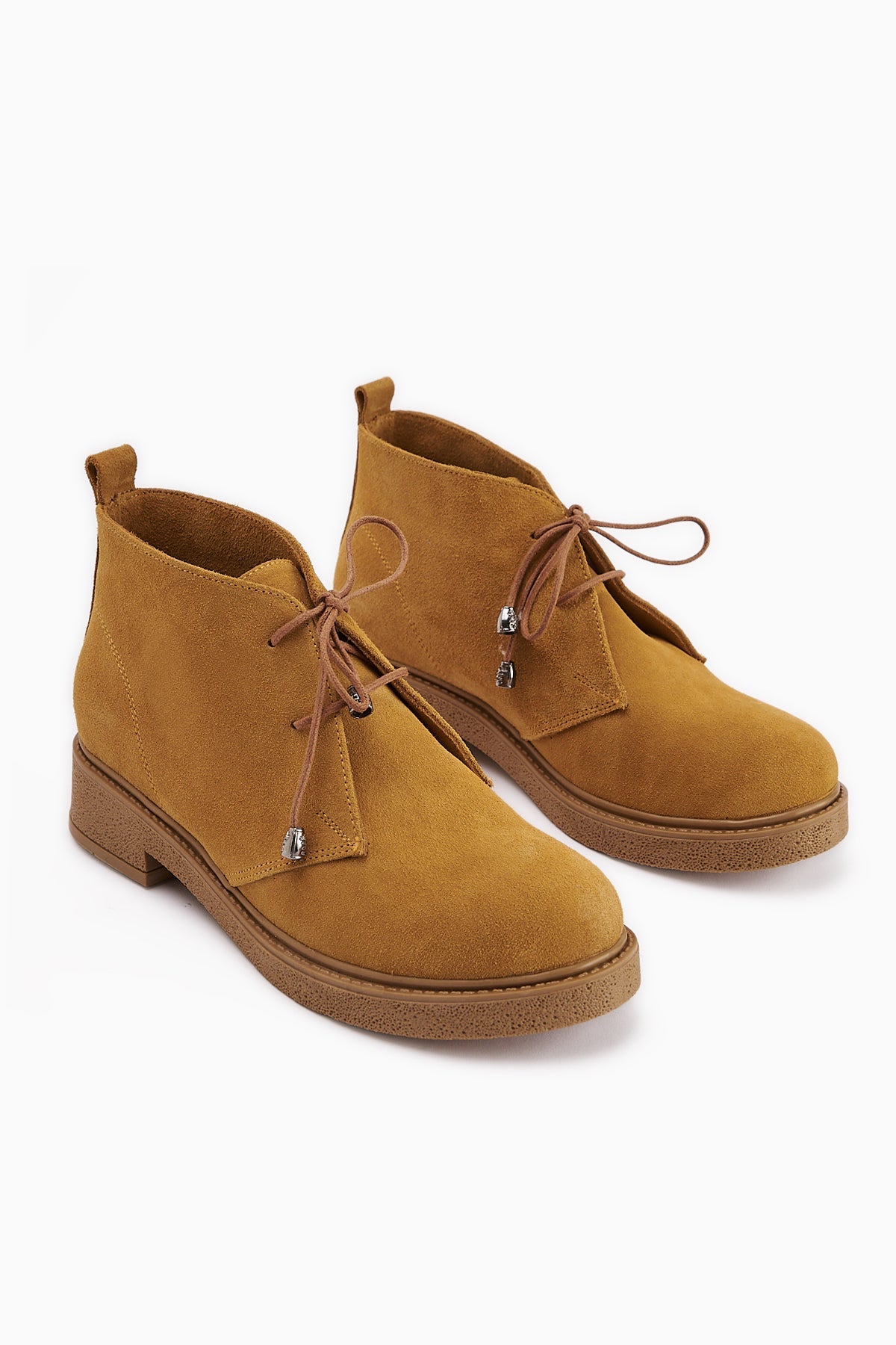 Henna Genuine Leather Camel Suede Lace-up Women's Boots