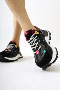 Moe Black Lace-up Sneakers with Mesh Detail