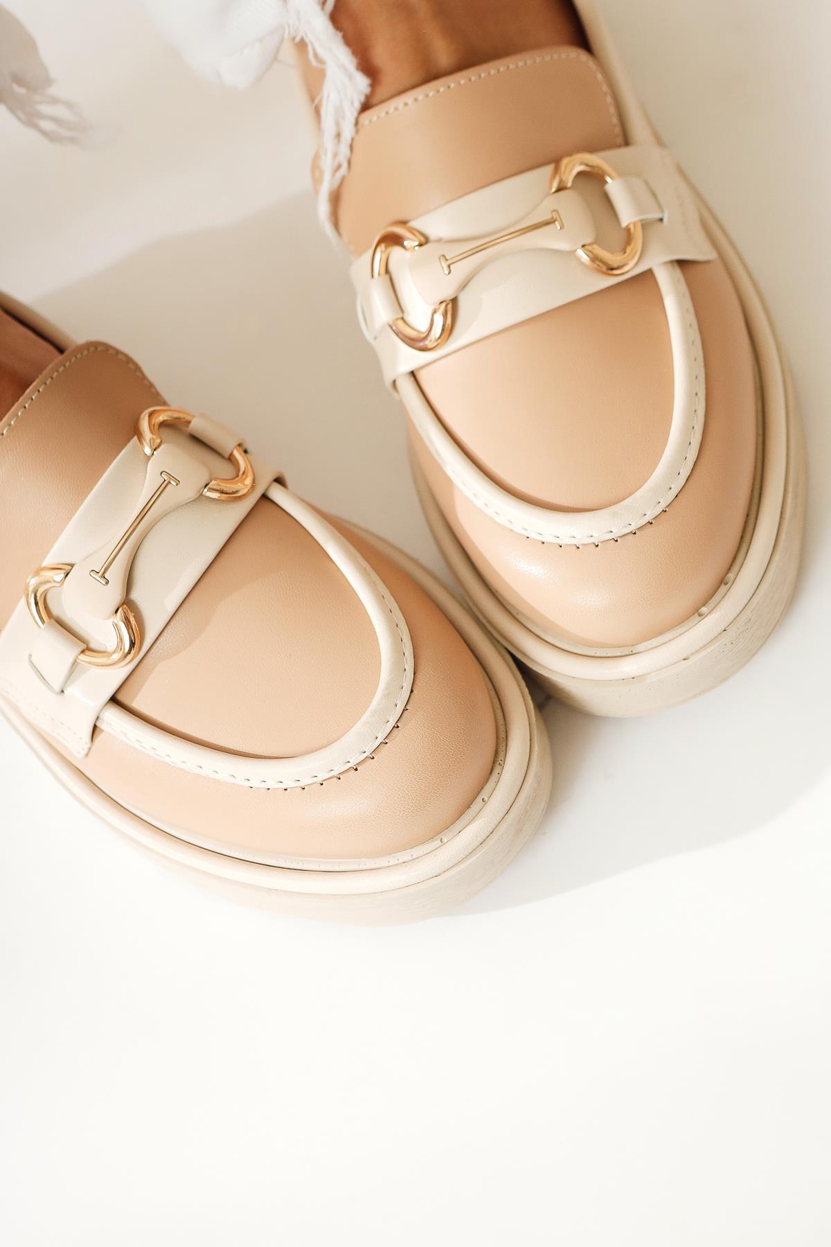 Larah – Nude-Beige Buckle-Detail Loafer (Women)
