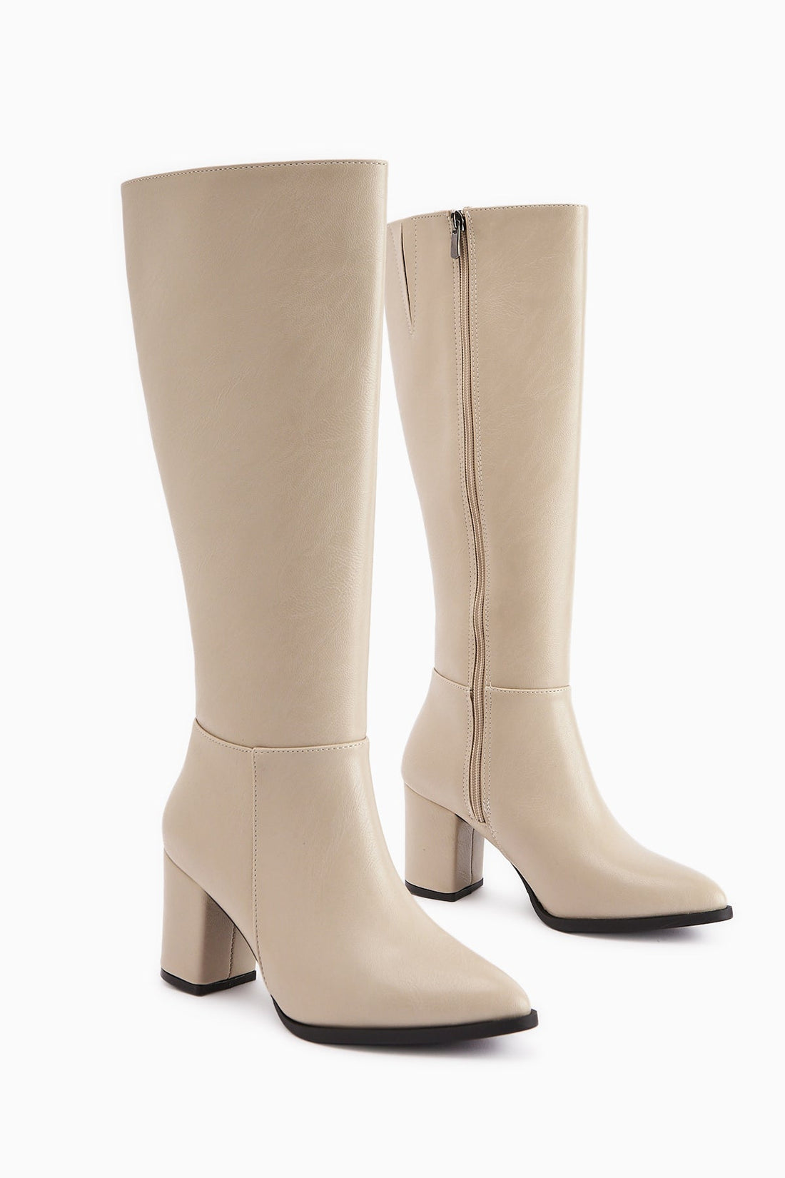 Deniza Beige Heeled Women's Boot