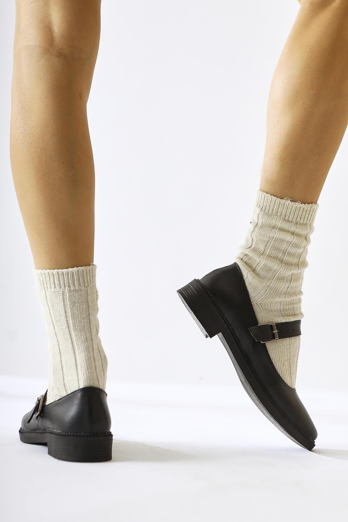 Vivy Black Round Toe Single Strap Daily Shoes