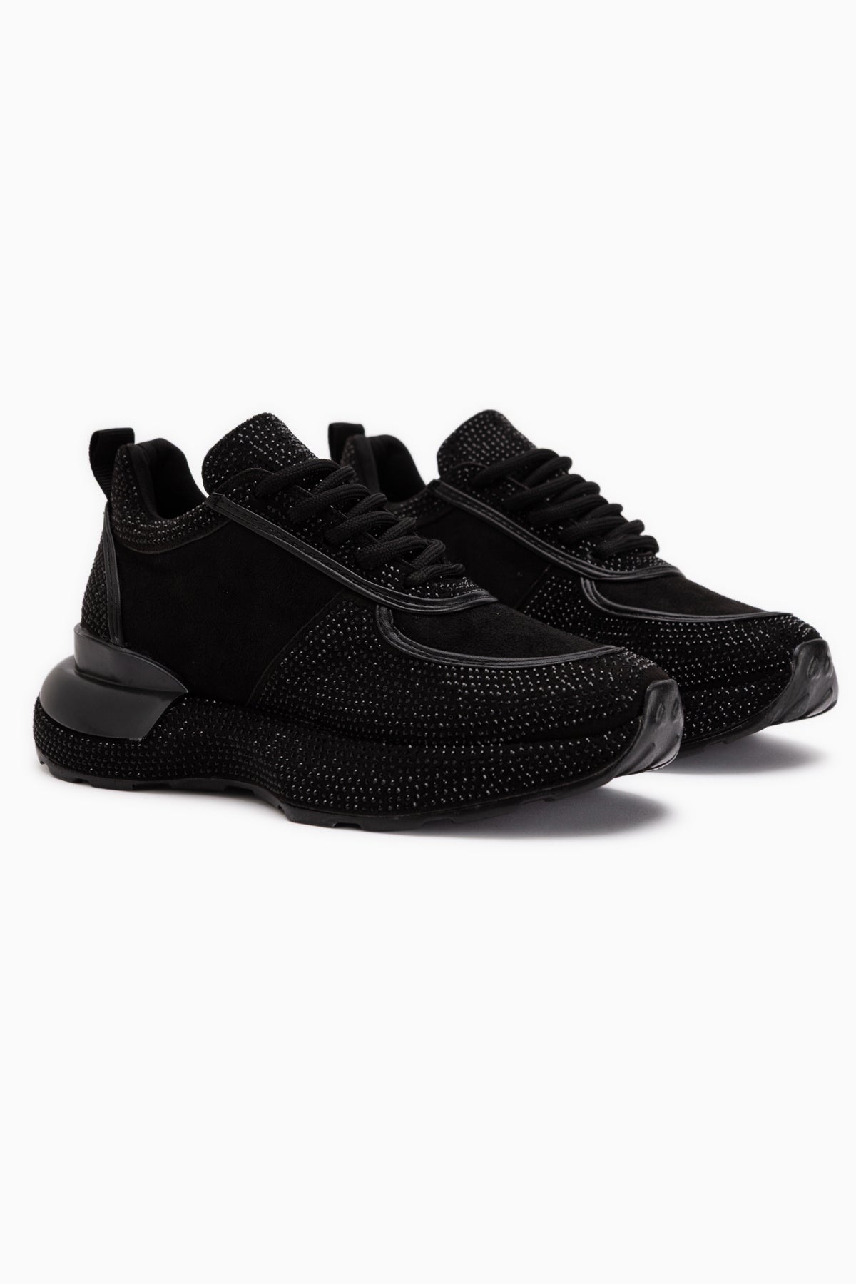 Helena Black Suede Stone Detailed Women’s Sneakers
