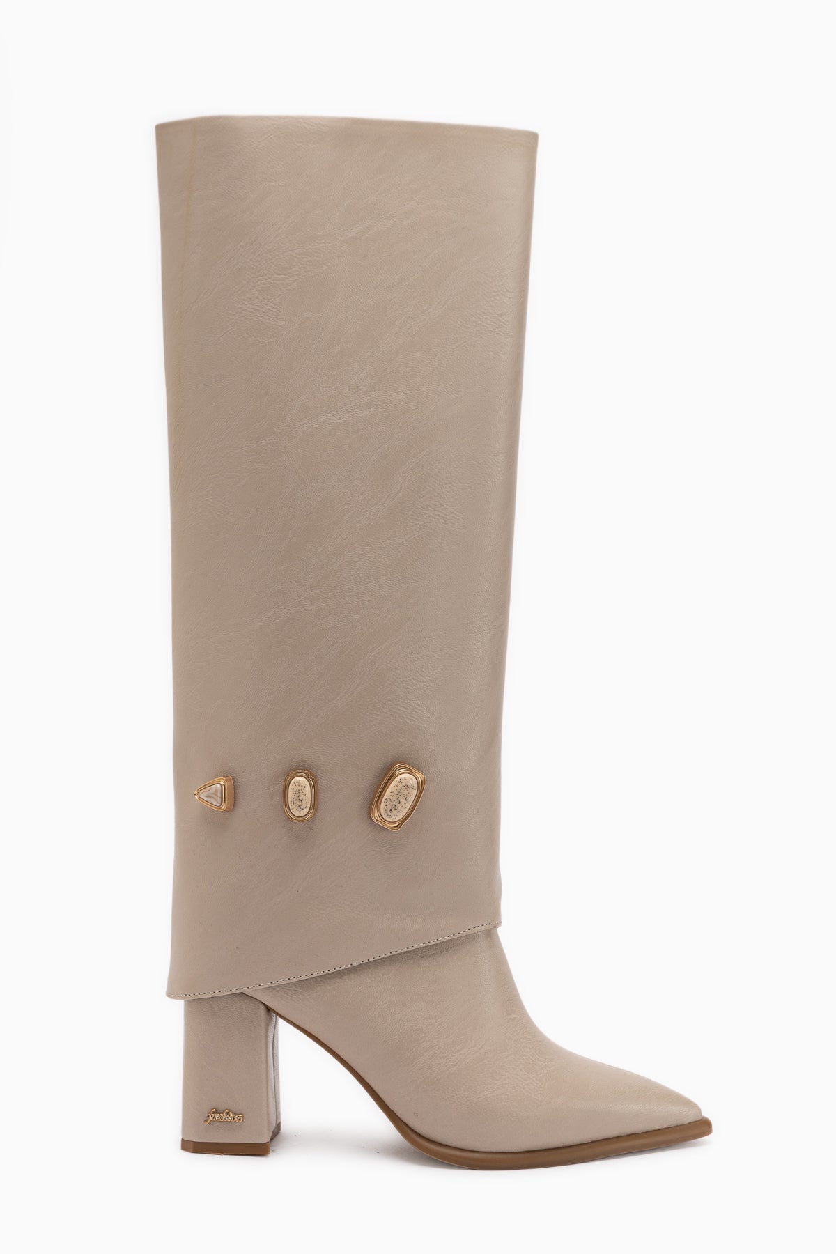 Loretta Beige Removable Cuff 2-in-1 Heeled Women’s Boots & Ankle Boots
