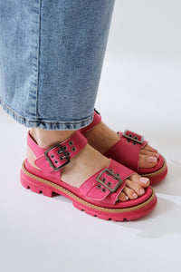 Tamera Fuchsia Buckle Detail Chunky Sandal