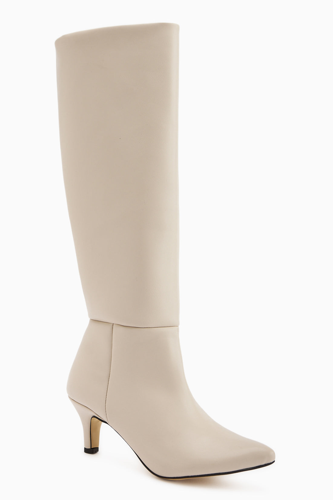 Milika Cream Pointed Toe Short Heeled Ankle Boots