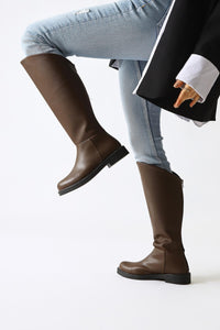 Gigi Brown Fur-Lined Foldable Back-Zip Boots