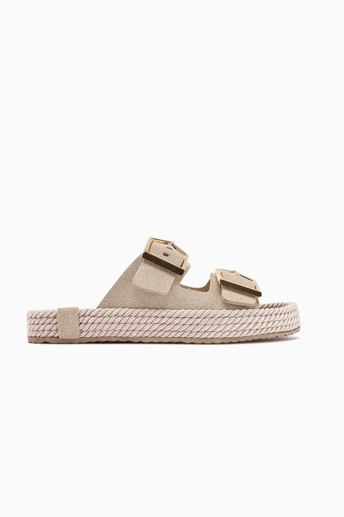 Horia Women's Double-Strap Woven Sole Slippers in Beige