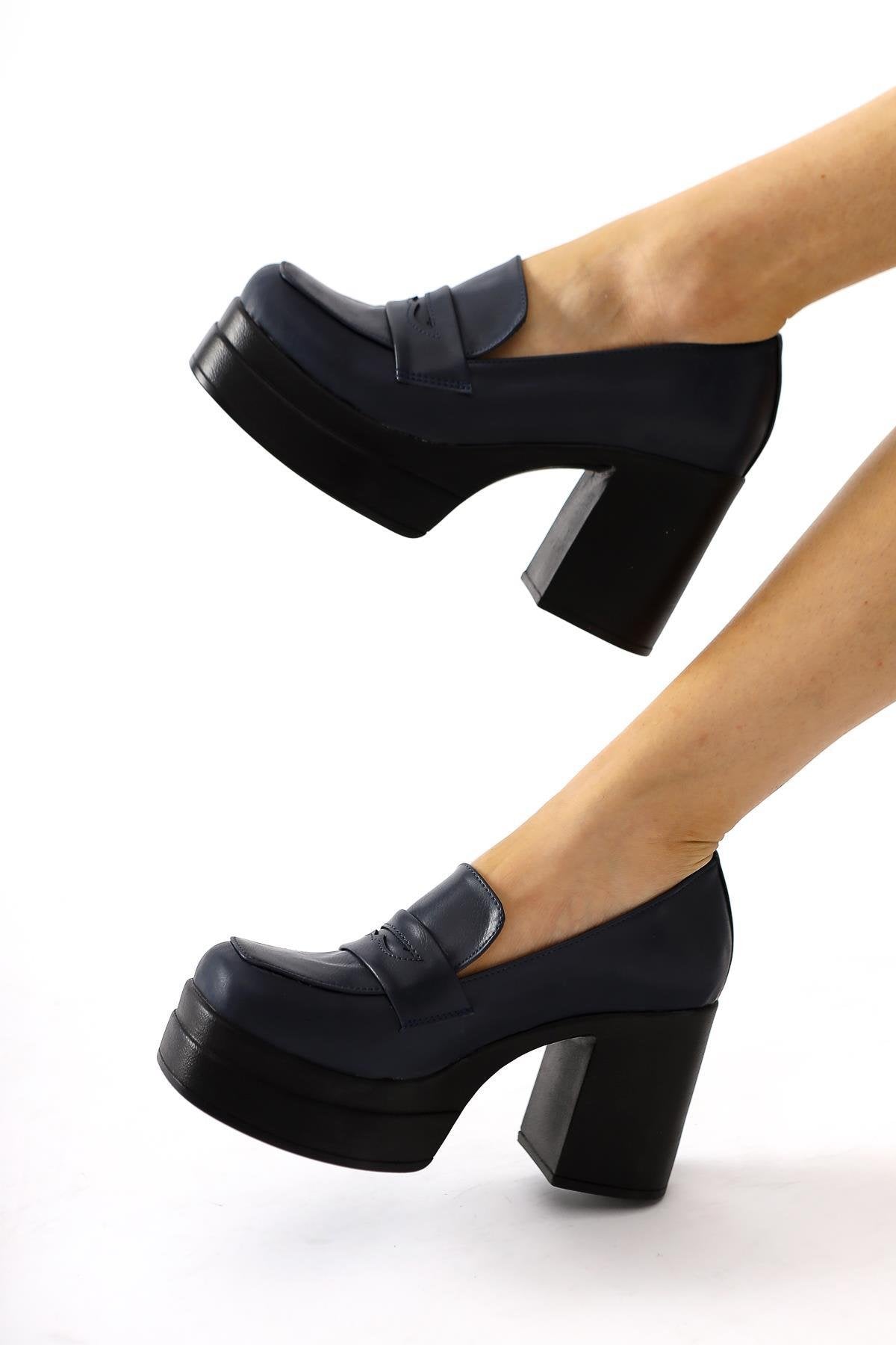 Candace Navy High Heel Platform Shoes
