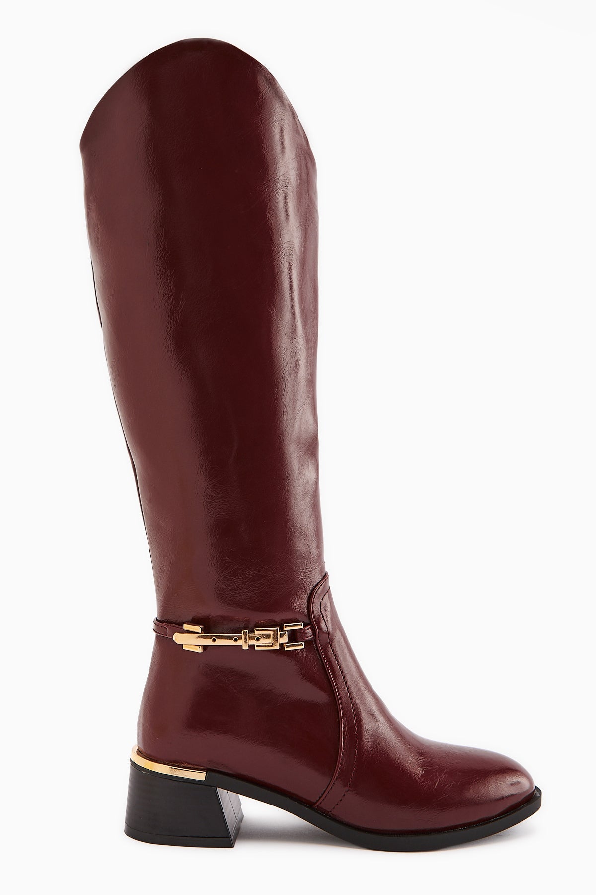 Kamilla – Burgundy Buckle Knee-High Boot (Women)