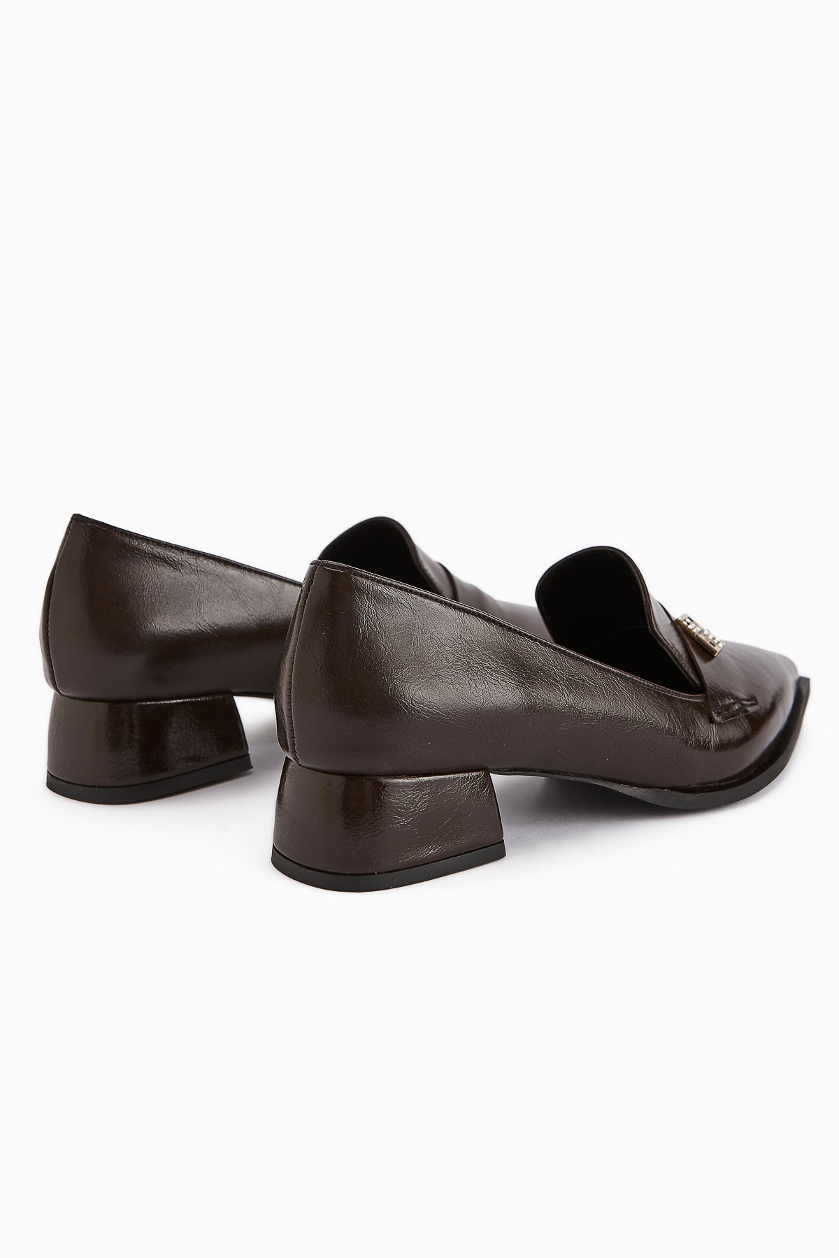 Jaklin Brown Pointed Toe Low Heeled Women's Shoes