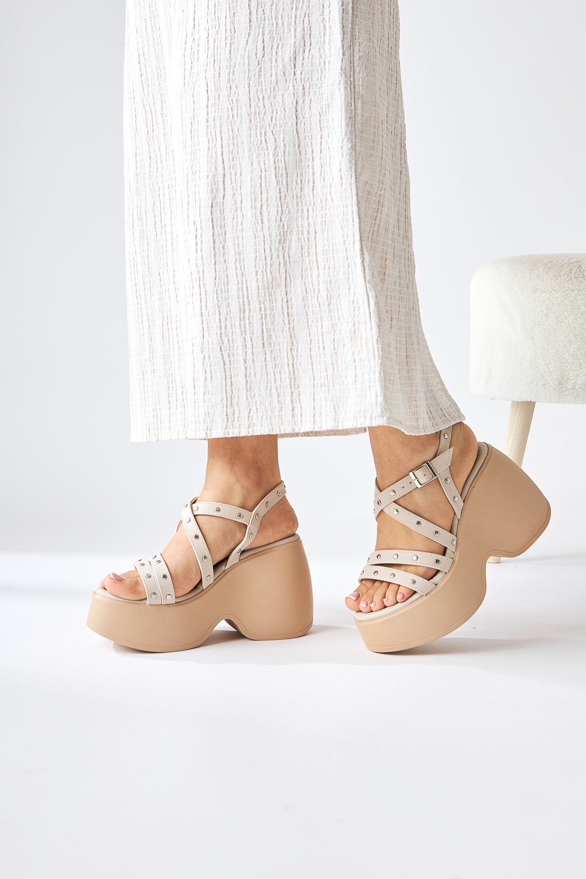 Ying Nude Strappy Platform Heels Women's Sandals