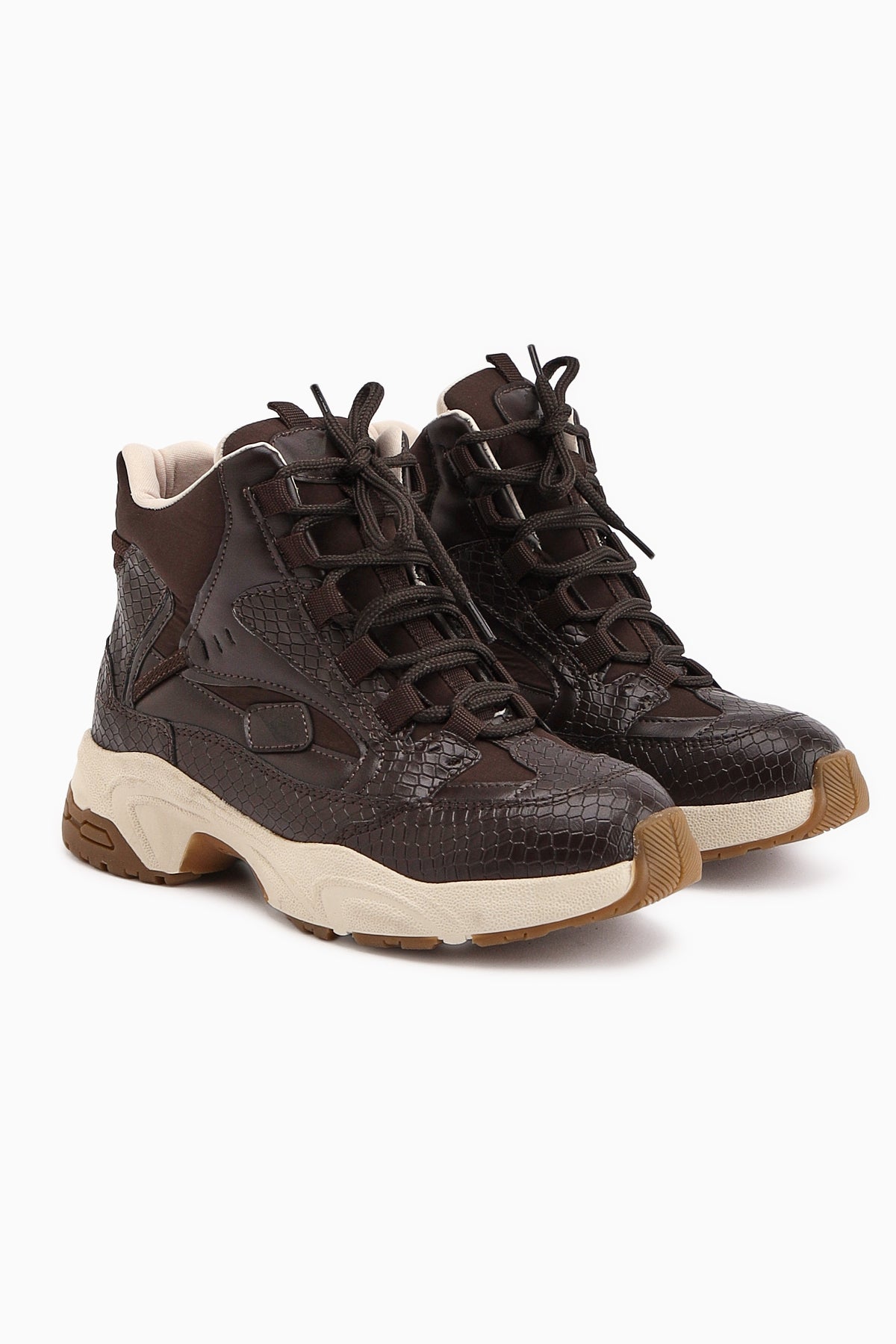 Nency – Brown Lace-Up Sneaker Boot (Women)