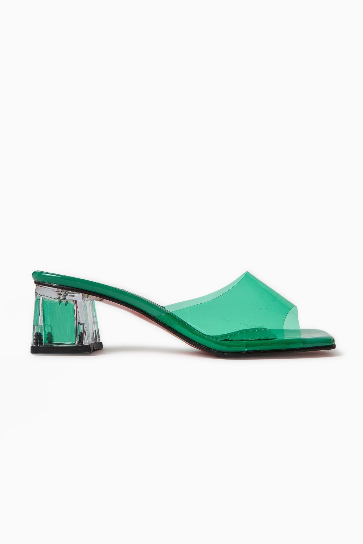 Persa – Green Transparent-Strap Transparent-Heel Slide (Women)