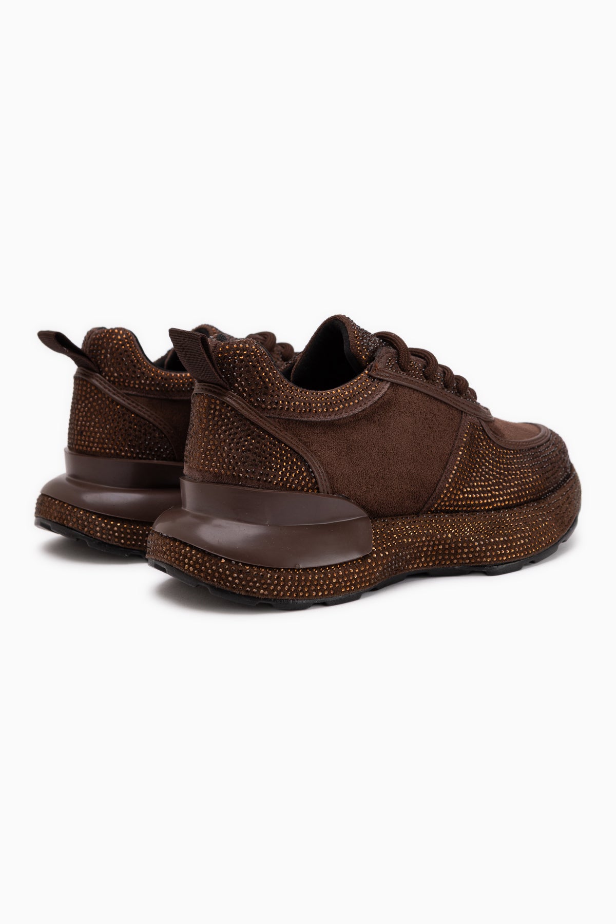 Helena Brown Suede Stone Detailed Women’s Sneakers