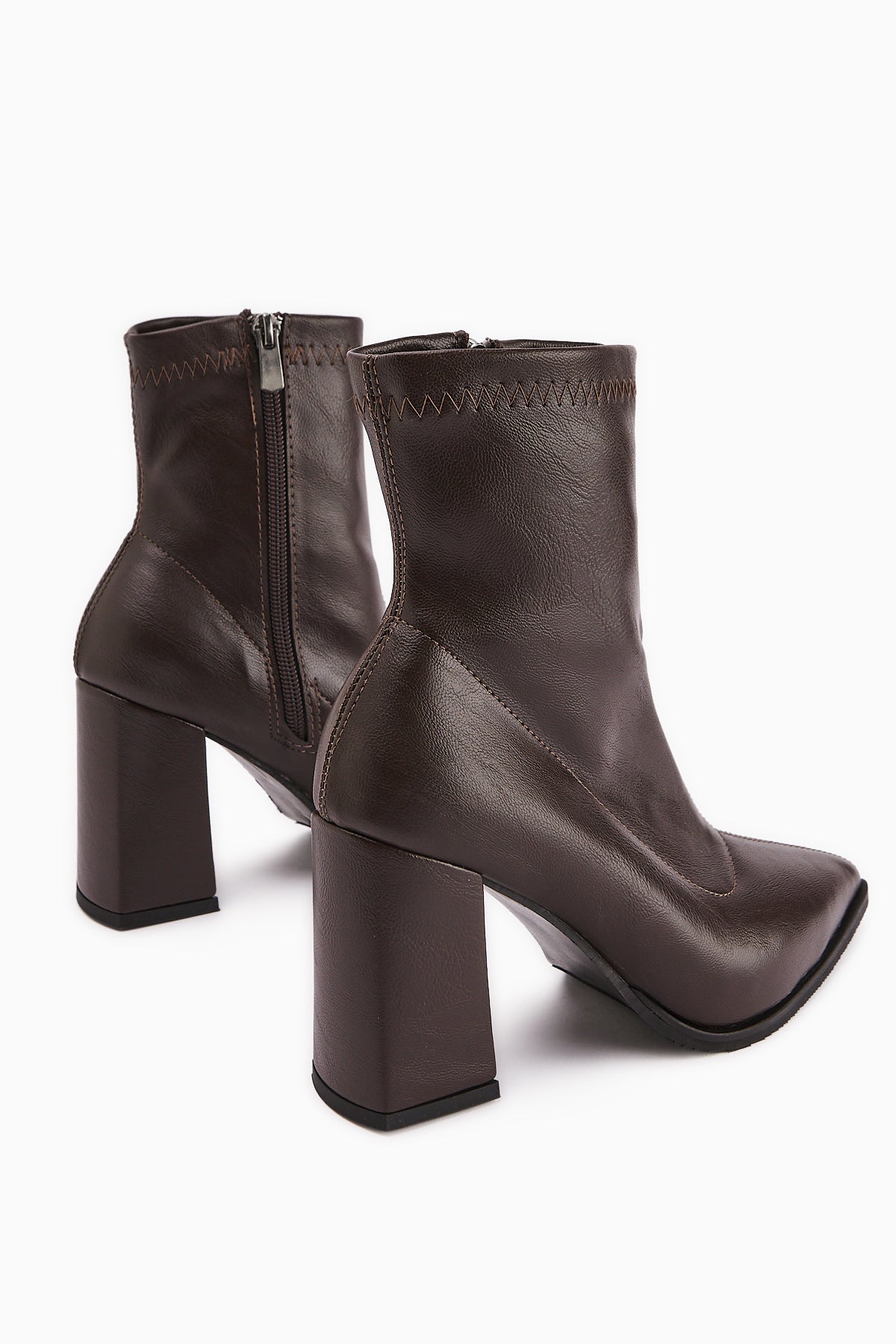 Susy – Brown Stretch Block Heel Boot (Women)