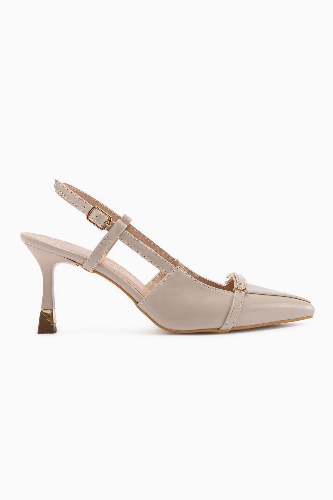 Renita Beige Buckled Women’s Heeled Shoes