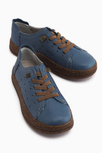 Judi Genuine Leather Blue Comfortable Sole Women’s Sneakers
