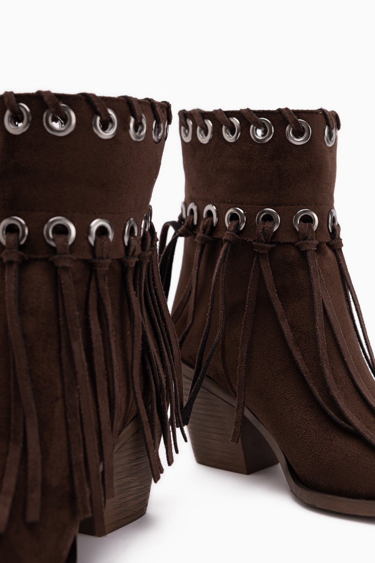 Nessa Suede Fringed Chunky Heeled Women’s Cowboy Boots