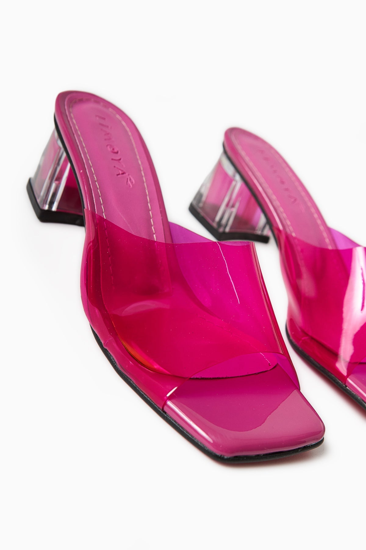 Persa – Fuchsia Transparent-Strap Transparent-Heeled Slide (Women)