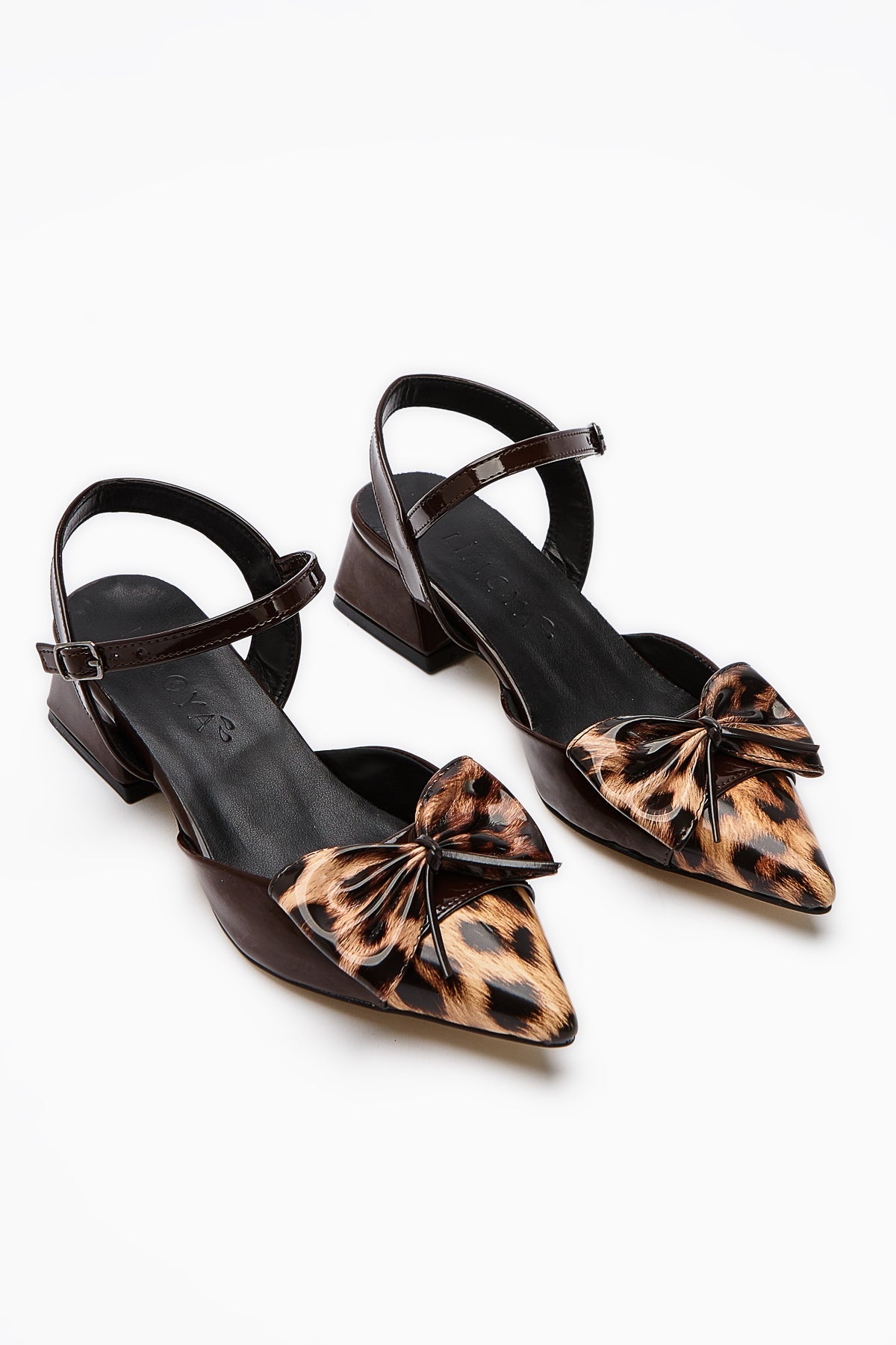 Silvia Coffee Ankle-Tie Leopard Bow-Tie Women's Sandal