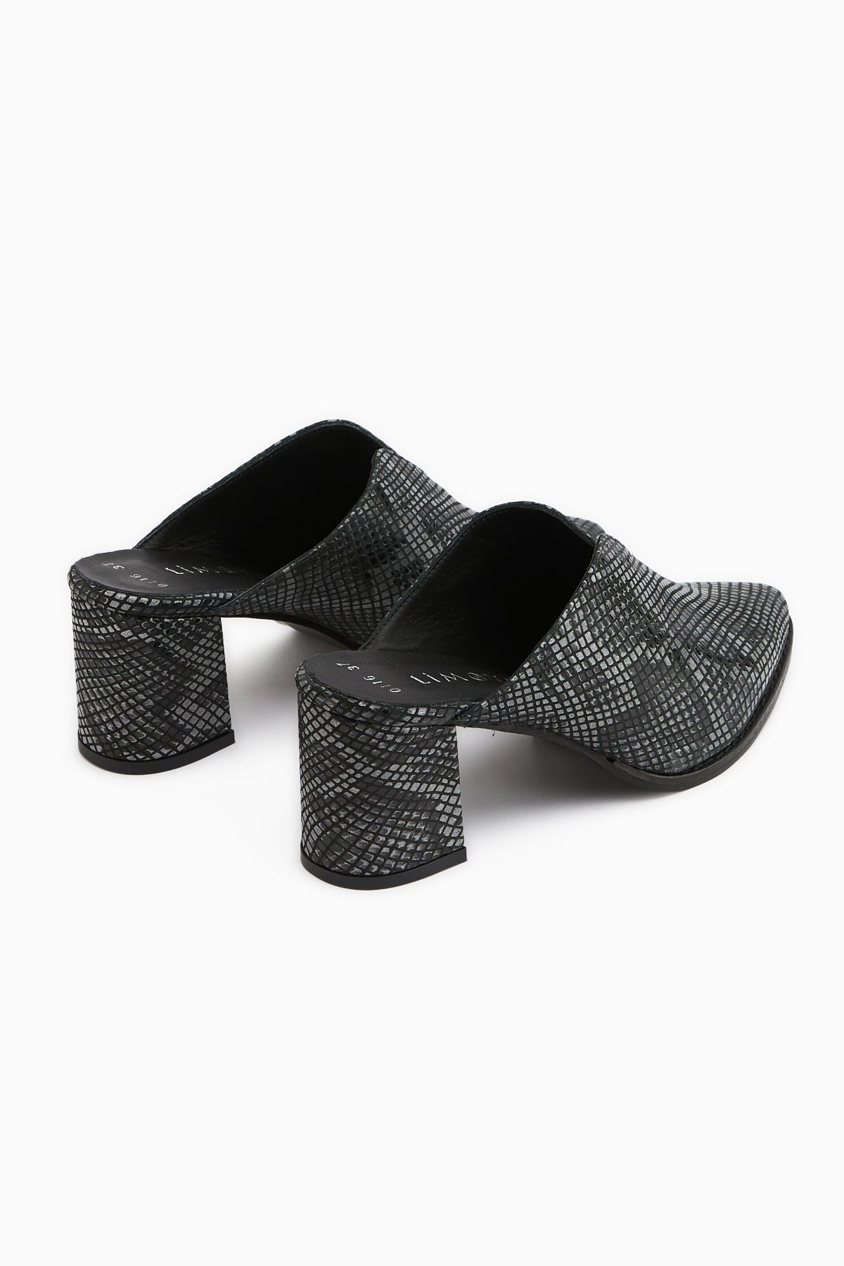 Rachel Genuine Leather Black Snake Pattern Women’s Heeled Slippers