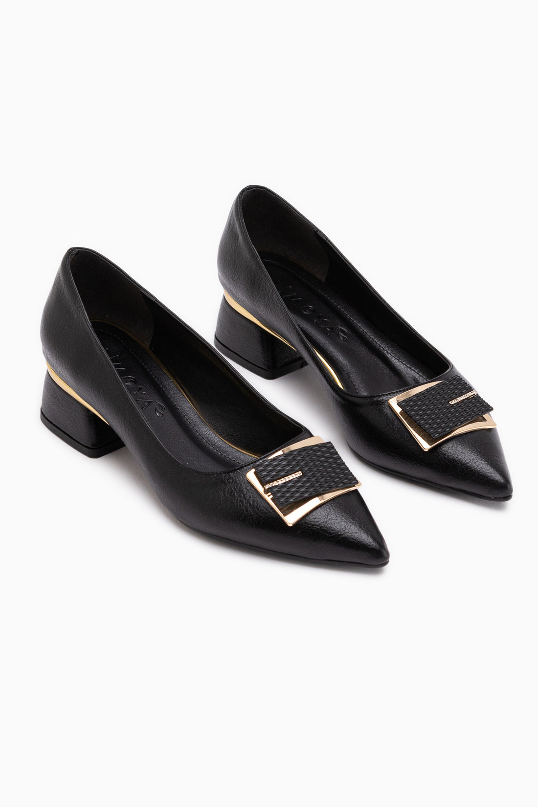 Cindie Black Asymmetrical Buckle Detailed Women’s Heeled Shoes