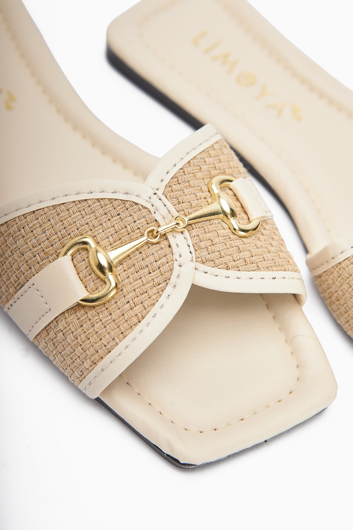Elanor Beige Women's Flat Slippers with Buckle