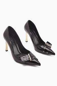 Sven Black Patent Leather Detailed Women’s Heeled Shoes