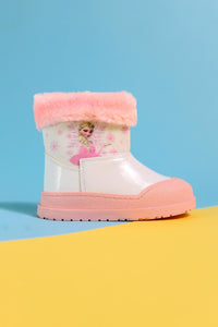 Hannah Pink Kids' Boots with Cartoon Character Print and Fur Lining