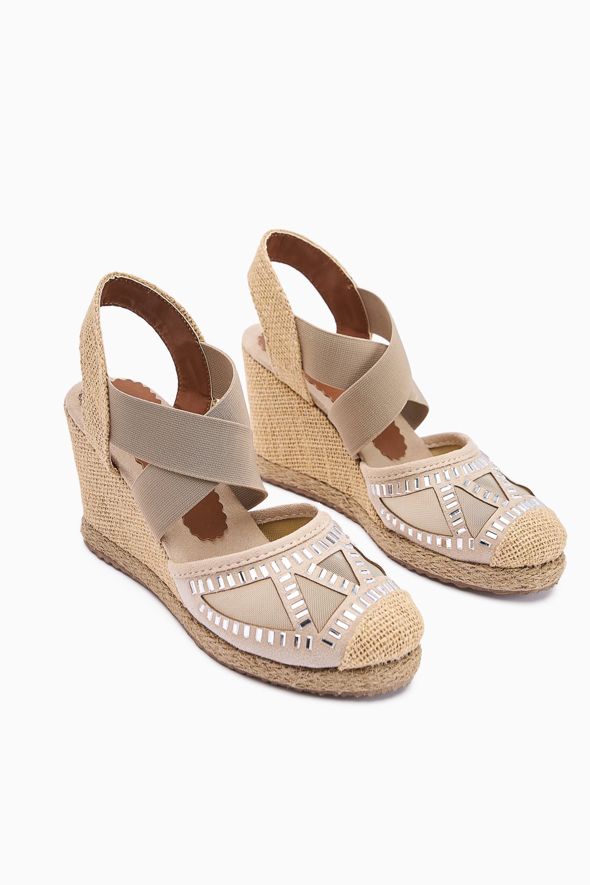 Meliza Vizon Elasticated Straw Bottom Women's High Heel Sandals