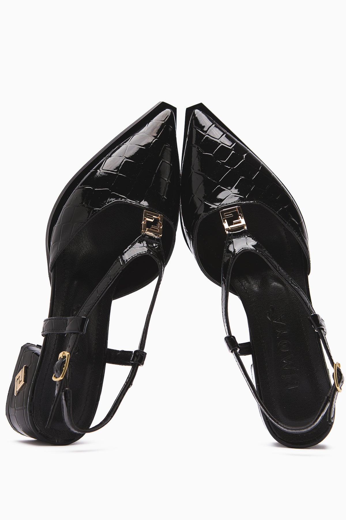 Ginny Black Crocodile Buckle Detailed Women’s Sandal