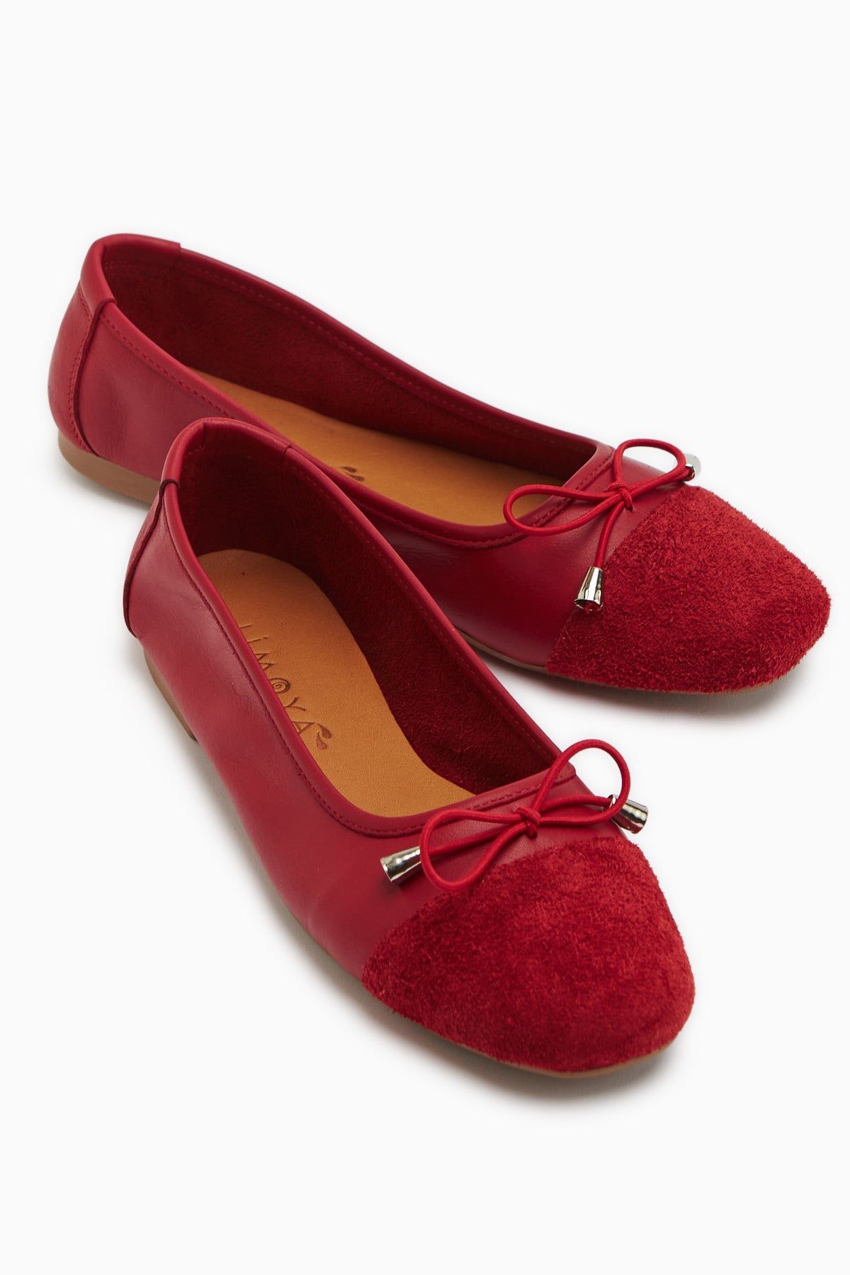 Anjela Genuine Leather Red Bow Detailed Women’s Ballet Flats