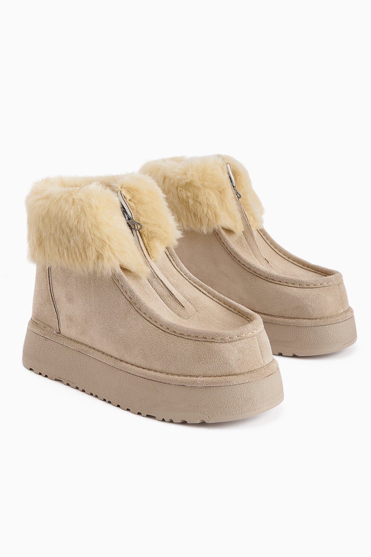 Erva Beige Suede Fur Women's Boot