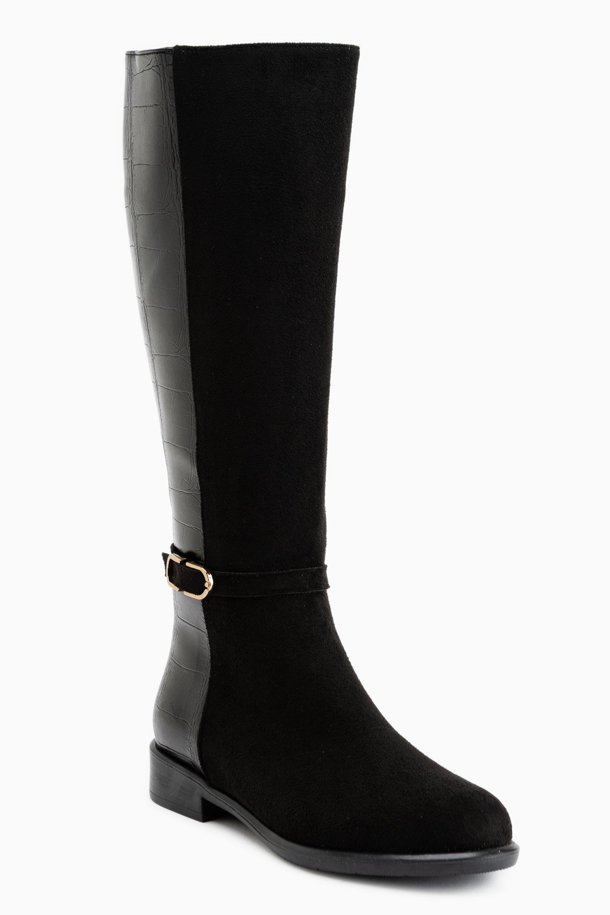 Essie Black Suede Buckled Women’s Boots