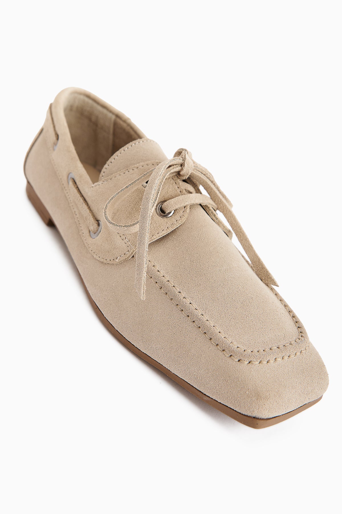 Arian Genuine Leather – Beige Suede Lace-Up Casual Loafer (Women)
